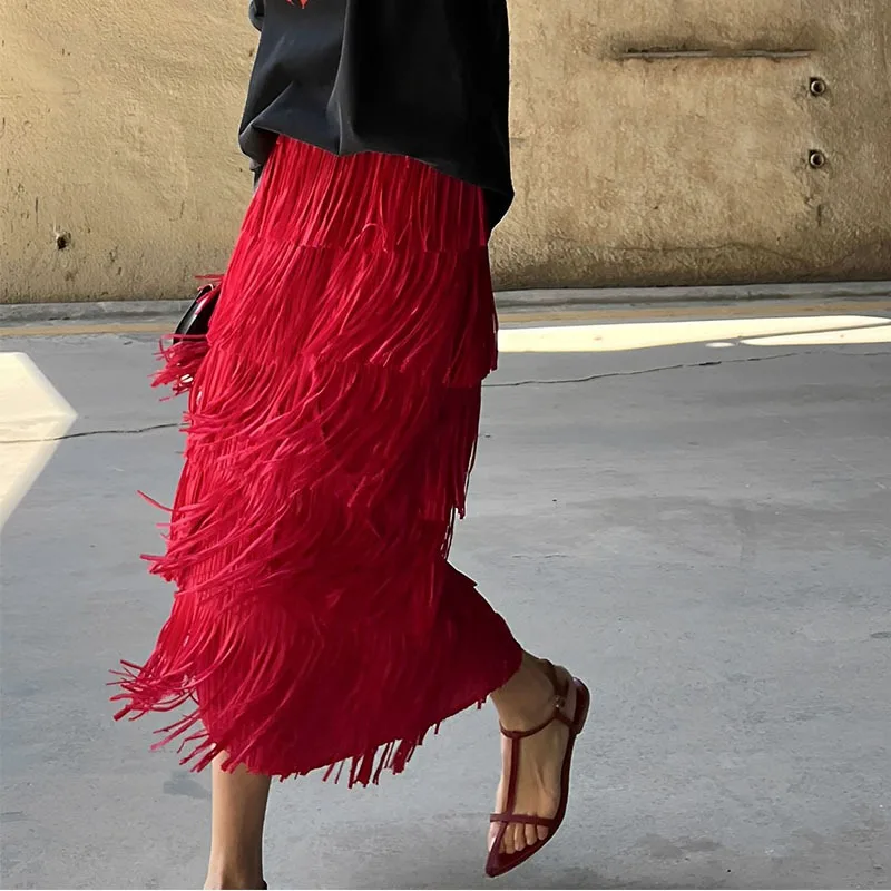 Pleated Red Fringed Skirt Women's New Design 2023 for Spring/Summer High-end Buttocks Wrapped Cake Skirt
Pleated Red Fringed Skirt Women's New Design 2023 for Spring/Summer High-end Buttocks Wrapped Cake Skirt