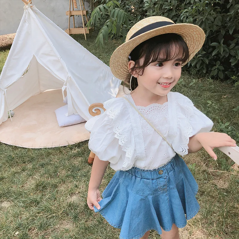 Summer New Girls' Suit Children's Clothing Baby Girls' Lace Top plus Denim Skirt Two-Piece SuitWS
Summer New Girls' Suit Children's Clothing Baby Girls' Lace Top plus Denim Skirt Two-Piece SuitWS