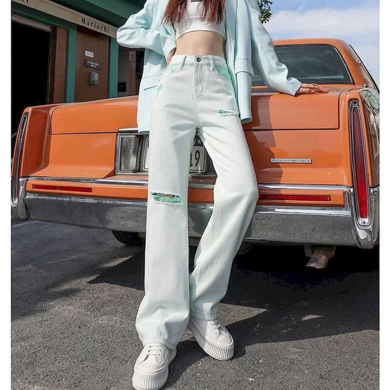 Джинсы женские прямые свободного покроя, повседневные длинные брюки из денима, винтажные мешковатые штаны с завышенной талией, в уличном стиле 
Джинсы женские прямые свободного покроя, повседневные длинные брюки из денима, винтажные мешковатые штаны с завышенной талией, в уличном стиле