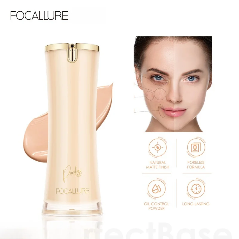 

FOCALLURE Liquid Foundation Full Coverage Base Cream For Face 30ml Oil Control Makeup Concealer Waterproof Makeup Foundation