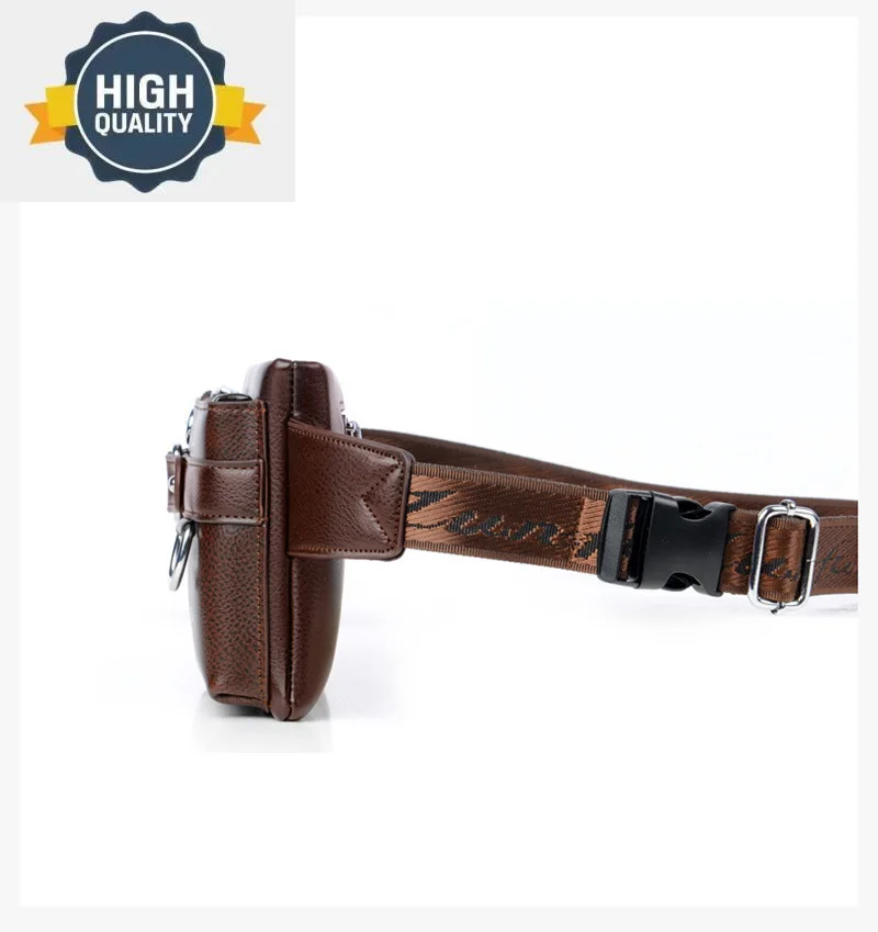 

Men's Genuine Leather Belt Bag Multifunction Travel Working Chest For Men Multiple Pockets Male Fanny Pack