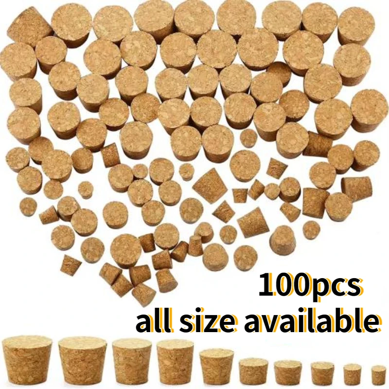 

100pcs Top DIA 7.5mm to 30mm Wooden Cork Lab Test Tube Stopper Kettle Pudding Bottle Cork Cap Burette Tube Wood plug