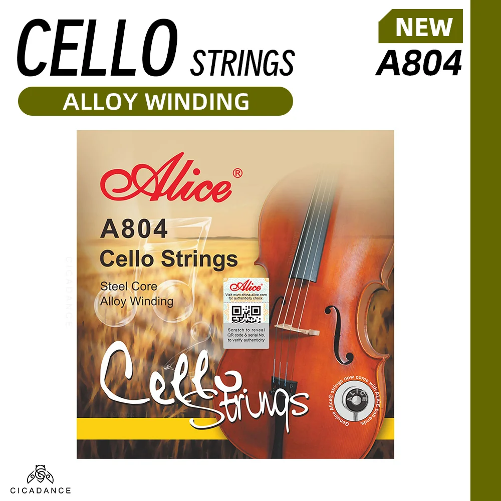 

Alice Cellos Strings A804 A/D/G/C Steel Core Alloy Winding For 4/4 3/4 1/2 Size Cello Musical Instrument Accessories Parts