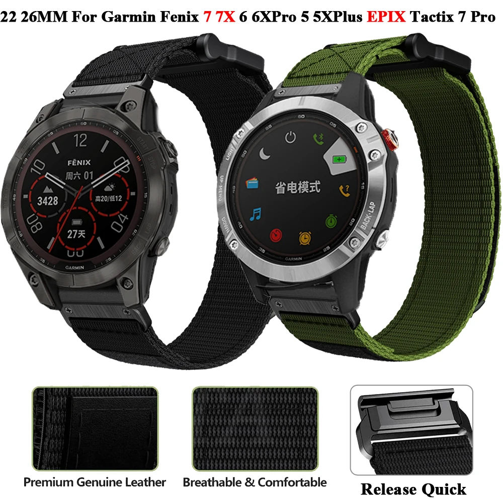 

Ремешок на липучке для Garmin Enduro 2/Fenix 7X 6X 6Pro 5X 5 Plus/Epix Gen 2, нейлоновый браслет для смарт-часов QuickFit, 26, 22 мм