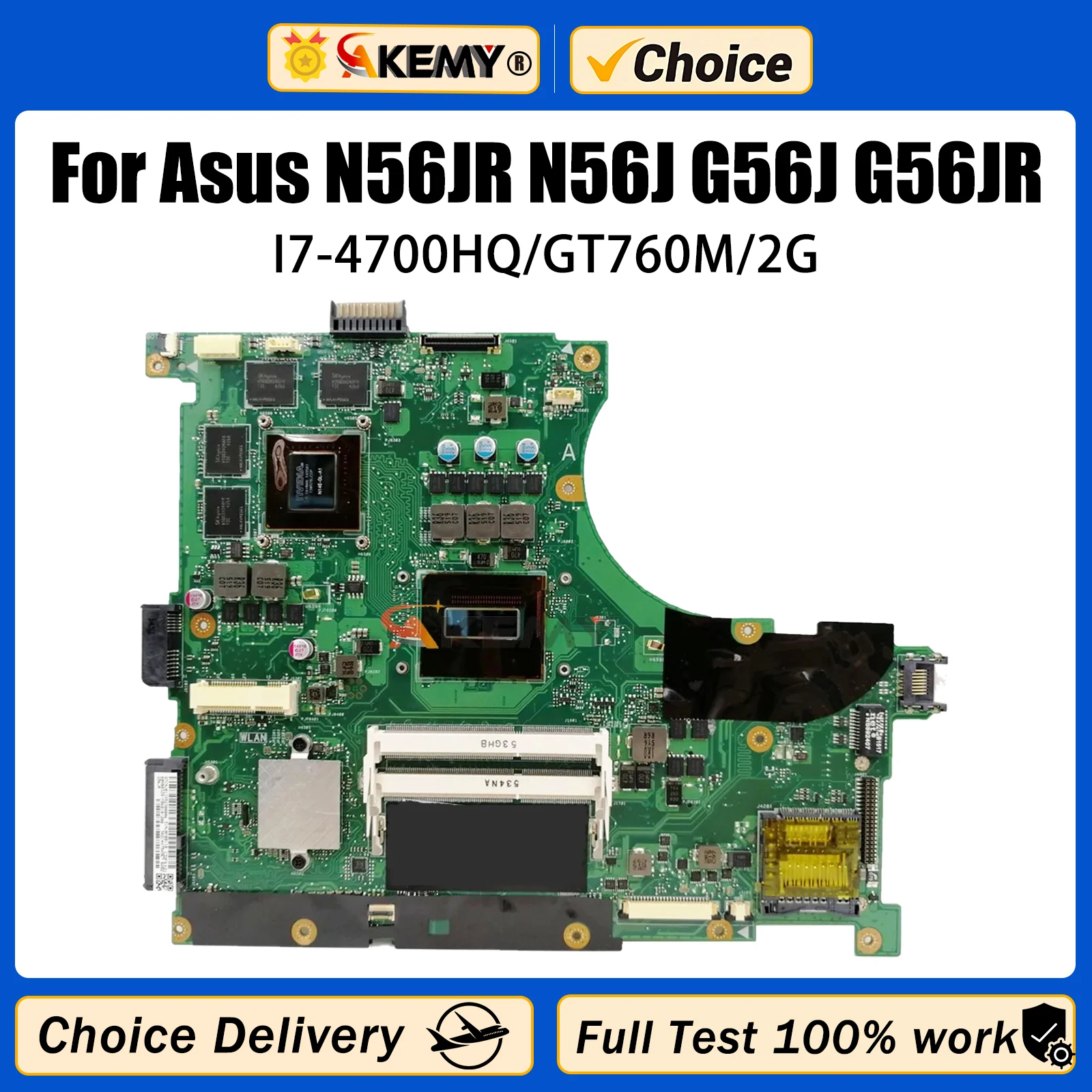 Akemy N56JR Mainboard For Asus N56J G56J G56JR Laptop Motherboard 90NB03Z0-R00030 With I7-4700HQ GT760M 2G EDP/LVDS 100% Test
Akemy N56JR Mainboard For Asus N56J G56J G56JR Laptop Motherboard 90NB03Z0-R00030 With I7-4700HQ GT760M 2G EDP/LVDS 100% Test