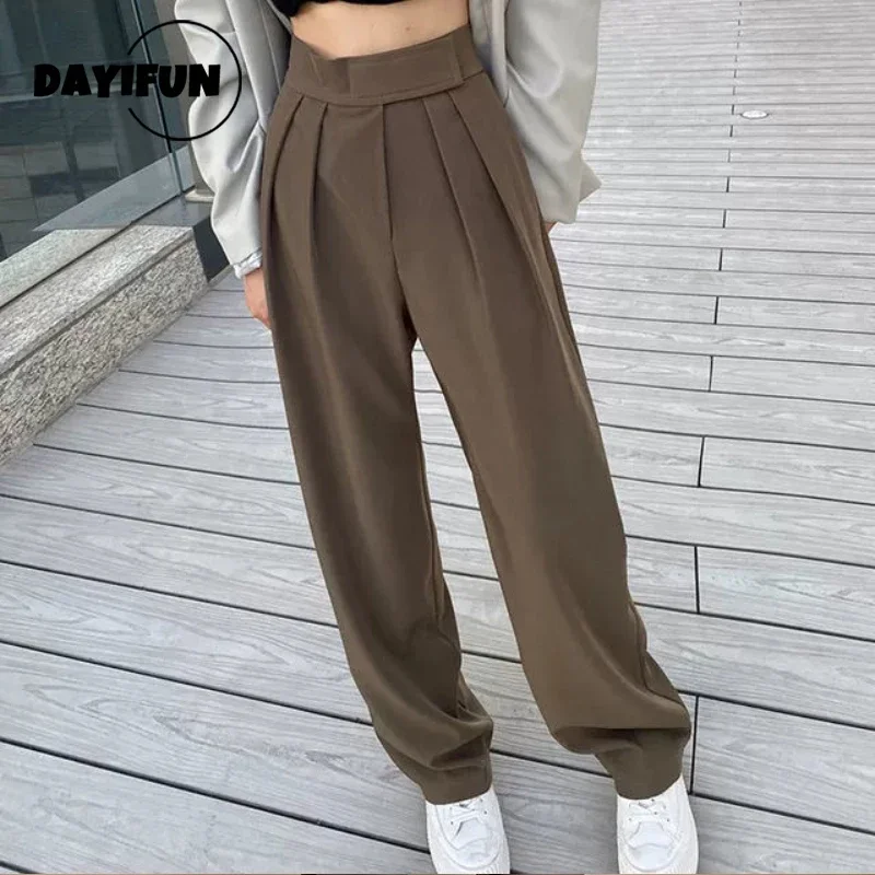 DAYIFUN Brown Wide Leg Suit Pants Women Classic Vintage Office Elegant Trousers Female Casual Black High Waist Long Pants
DAYIFUN Brown Wide Leg Suit Pants Women Classic Vintage Office Elegant Trousers Female Casual Black High Waist Long Pants