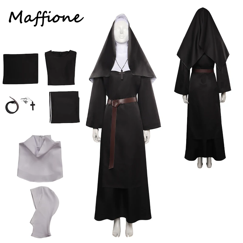 The Nun Sister Irene Cosplay Dress Costume Movie The Nun 2 Role Disguise Horror Mask Skirts Set Women Halloween Party Suits
The Nun Sister Irene Cosplay Dress Costume Movie The Nun 2 Role Disguise Horror Mask Skirts Set Women Halloween Party Suits
