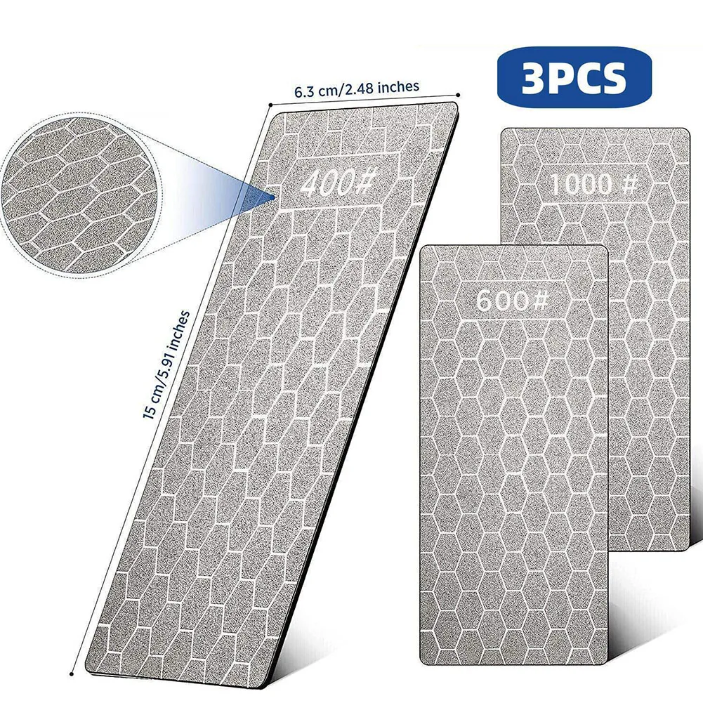 3pcs Diamond Sharpener Plate 400/600/1000 Grit Honing Bench Stone Kit Set Anti-skid Sharpener Whetstone Kitchen Grinding Tool
3pcs Diamond Sharpener Plate 400/600/1000 Grit Honing Bench Stone Kit Set Anti-skid Sharpener Whetstone Kitchen Grinding Tool