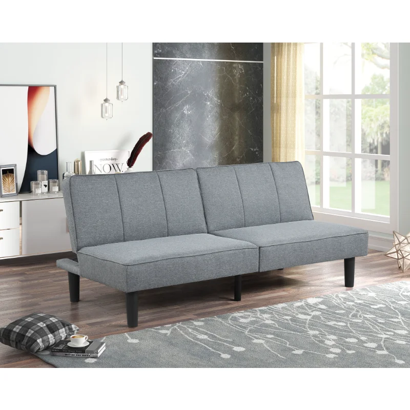 

Mainstays Studio Futon, Gray Linen Upholstery couch home furniture