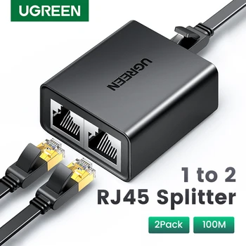 UGREEN RJ45 스플리터, 인터넷 네트워크 케이블 확장기, PC 노트북 TV 박스 라우터용 커넥터 커플러, 1-2 이더넷 어댑터