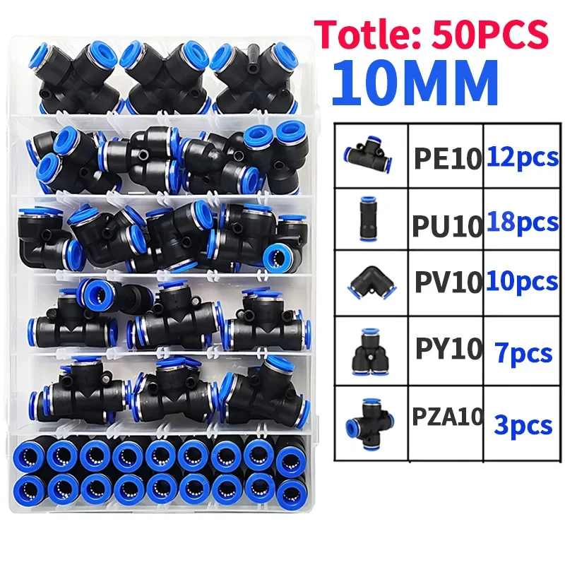50 PCs/BOx Boxed Pneumatic Fittings PU-10/PE-10/PZA-10/PY-10/PV-10 Quick Release Connectors Kit For 4mm Plastic Hose Couplings
50 PCs/BOx Boxed Pneumatic Fittings PU-10/PE-10/PZA-10/PY-10/PV-10 Quick Release Connectors Kit For 4mm Plastic Hose Couplings