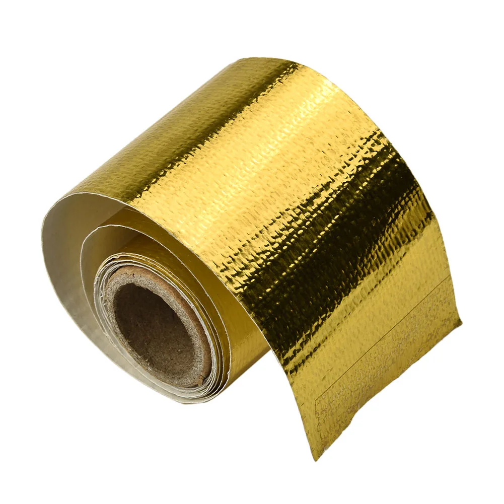 

1 Roll Gold Car Motorcycle Thermal Exhaust Wrap Pipe Header Heat Insulation Roll Tape Turbo Heat Wrap Reflective Tape 2024