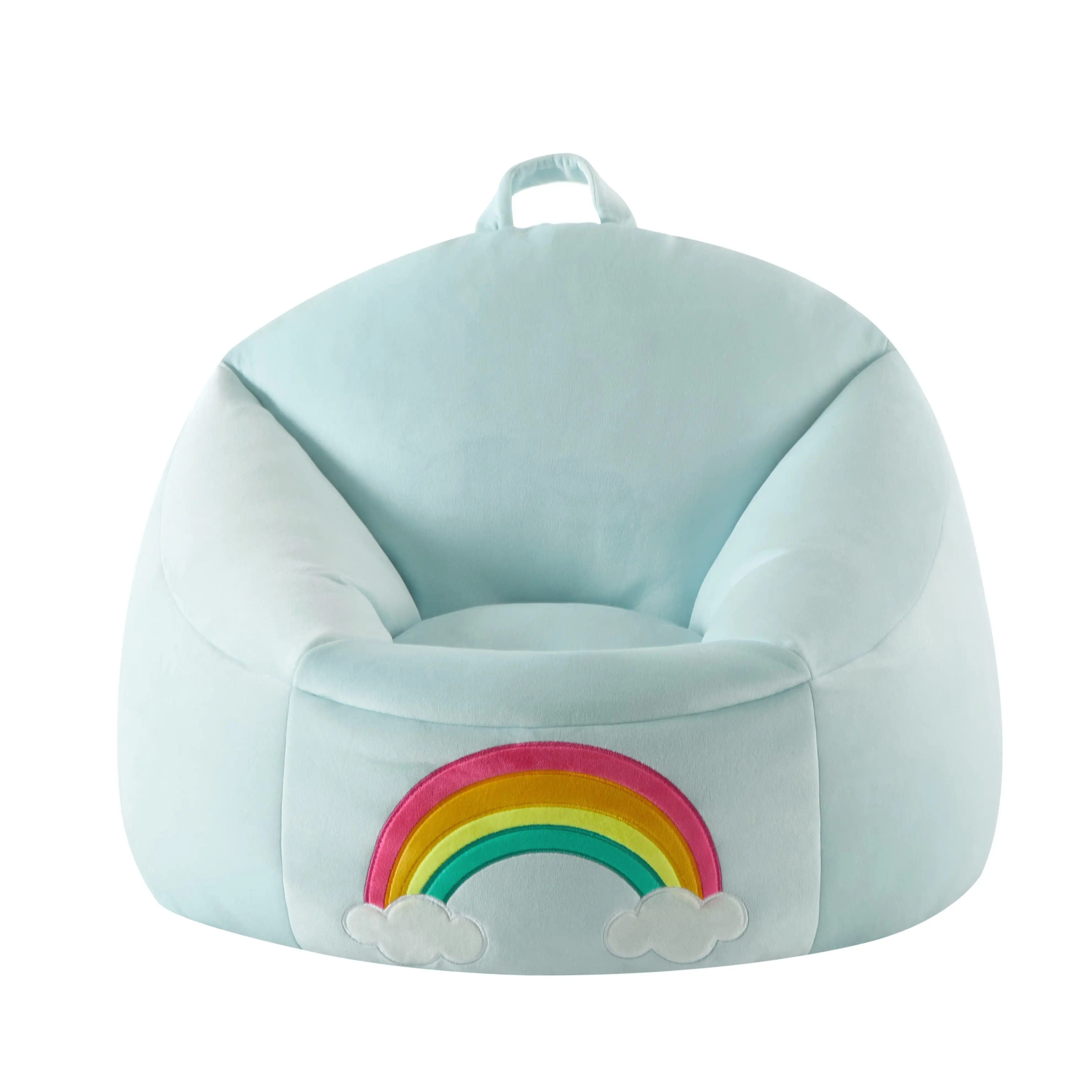 

Kids Bean Bag Chair Ultra Soft Velvet Fabric Corner Chair Sofa Fluffy Couch with Filling for Living Room Bedroom - Rainbow