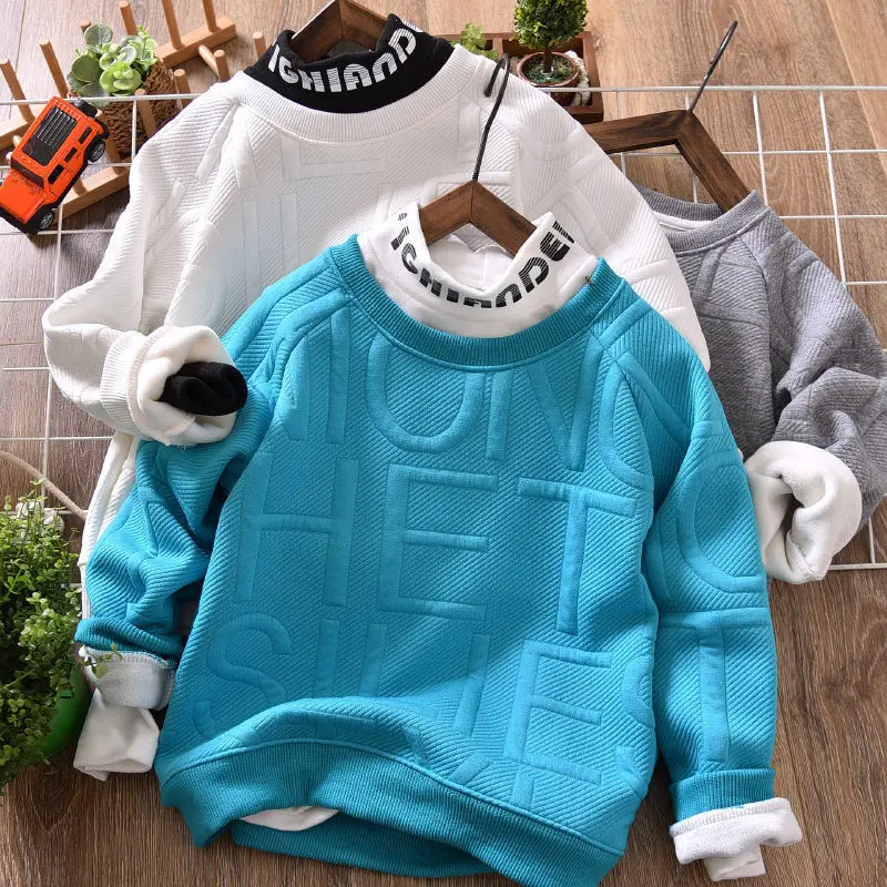 

Толстовки с капюшоном для мальчиков, свитшоты, хлопковые топы, модный теплый утепленный пуловер для малышей с бархатной подкладкой на осень-зиму, 2022