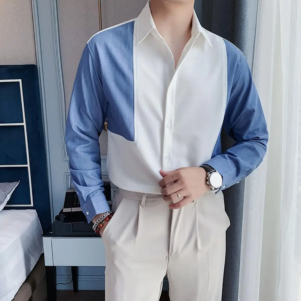 Turn-down Collar Patchwork Shirts Men Long Sleeve Single-breasted Men Shirt Spring Loose New Design Niche Business Shirt Top
Turn-down Collar Patchwork Shirts Men Long Sleeve Single-breasted Men Shirt Spring Loose New Design Niche Business Shirt Top