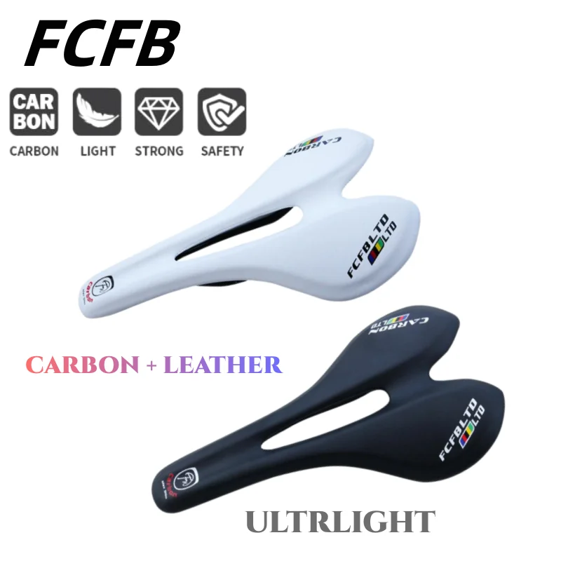 

FCFB Carbon Fiber Road Mtb Saddle Use 3k T800 Carbon Material Pads Super Light Leather Cushions Ride Bicycles Seat bicycle seat