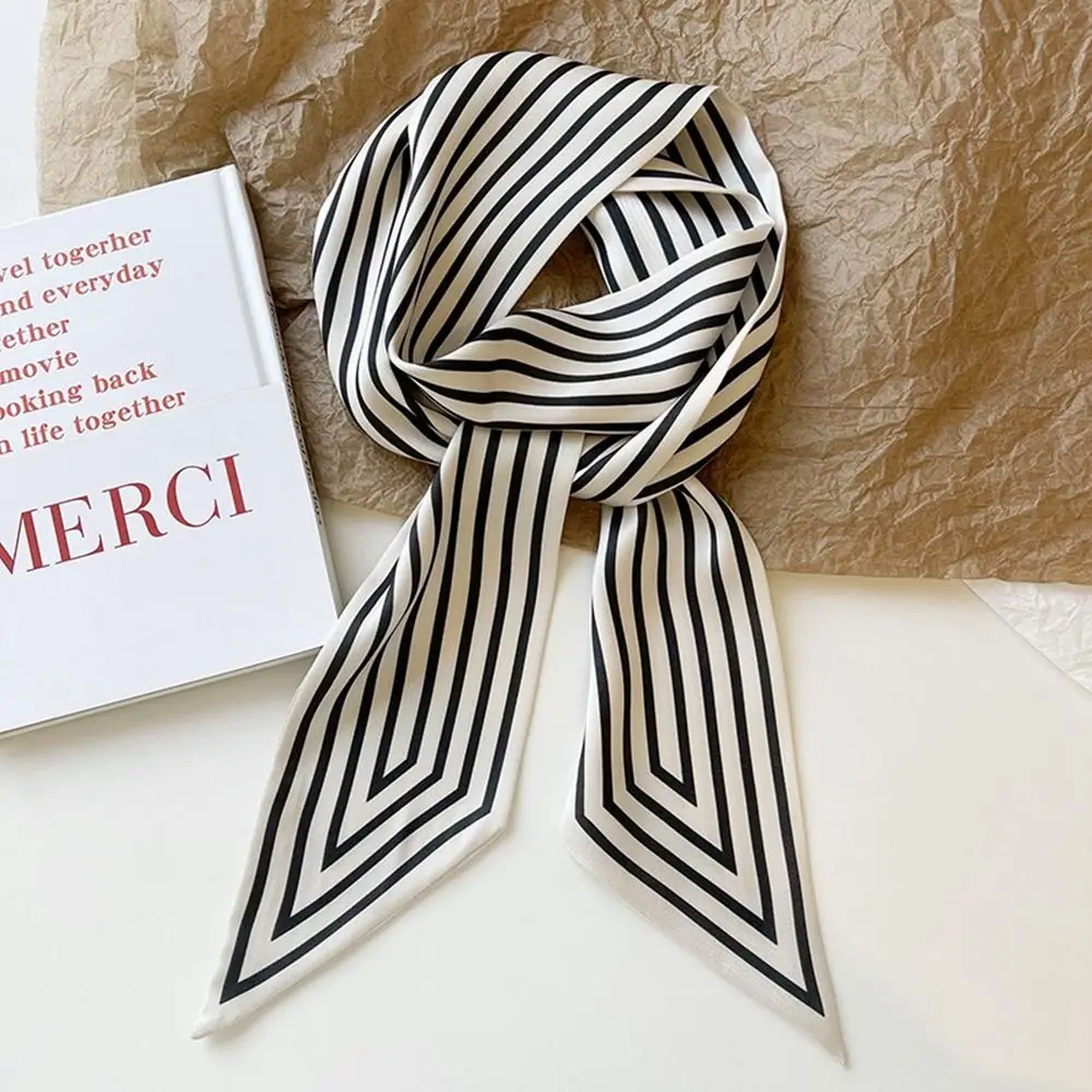 

Аксессуары элегантный галстук полосатый шейный платок с французским принтом корейский стиль шарфы шелковый шарф Маленький Длинный шарф с принтом