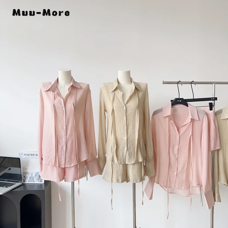 2023 Fall New Women's Solid Color Korean Two-piece Set V-neck Lace Up Single Breasted Blouse+elastic Waist Shorts Set
2023 Fall New Women's Solid Color Korean Two-piece Set V-neck Lace Up Single Breasted Blouse+elastic Waist Shorts Set