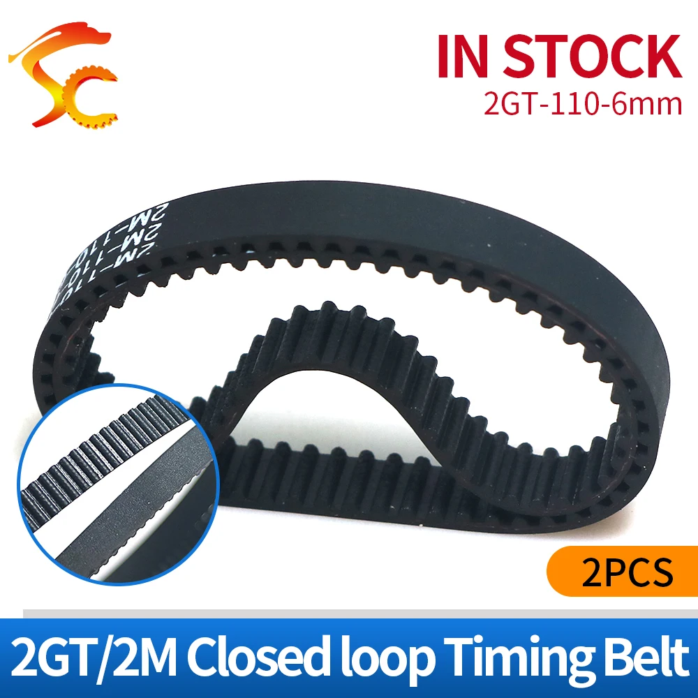 2pcs GT2 110 belt closed loop rubber 2GT-110-6 timing belt Teeth 55 Length 110mm width 6mm for 3D printer
2pcs GT2 110 belt closed loop rubber 2GT-110-6 timing belt Teeth 55 Length 110mm width 6mm for 3D printer