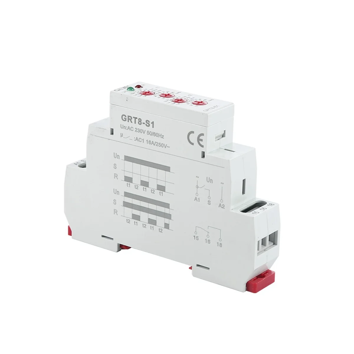 

GEYA GRT8-S Asymmetric Cycle Timer Relay SPDT 16A Electronic Repeat Relay, GRT8-S1 AC230V