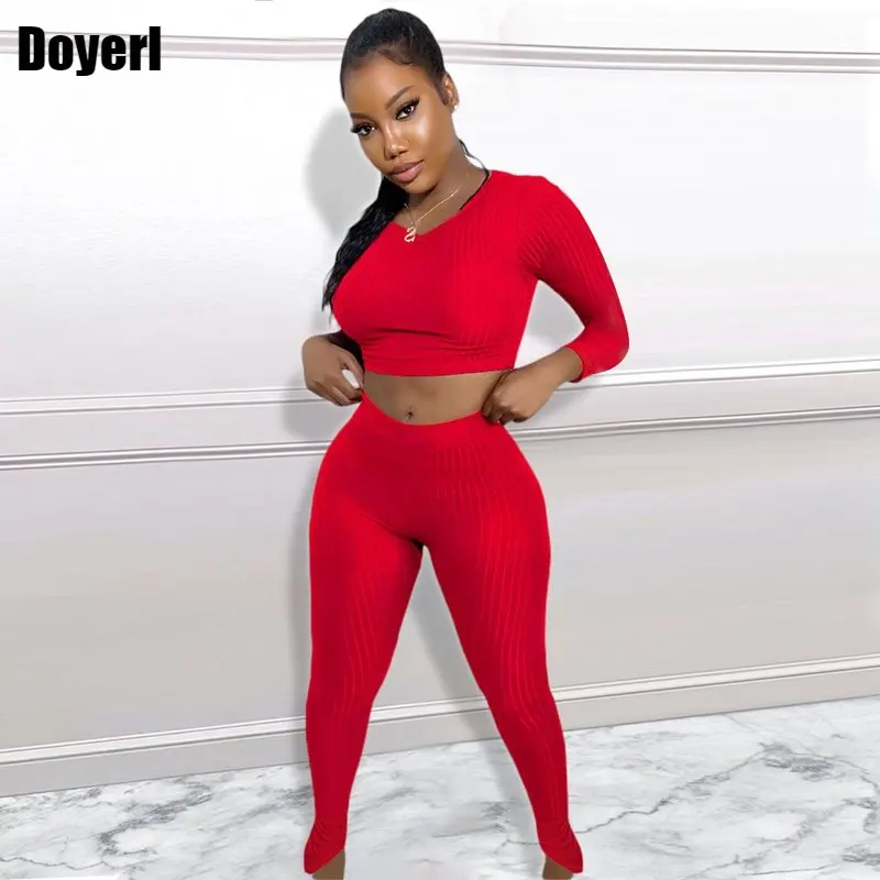 Solid Knit Ribbed Two Piece Sets Women Clothing Fall Sport Set Active Wear Crop Top and Skinny Leggings Matching Sets Tracksuit
Solid Knit Ribbed Two Piece Sets Women Clothing Fall Sport Set Active Wear Crop Top and Skinny Leggings Matching Sets Tracksuit