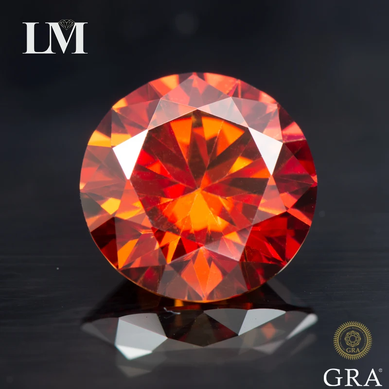 

Moissanite Stone Round Cut Garnet Color Lab Grown Gemstone for DIY Jewelry Making Passed Diamond Tester with GRA Certificate