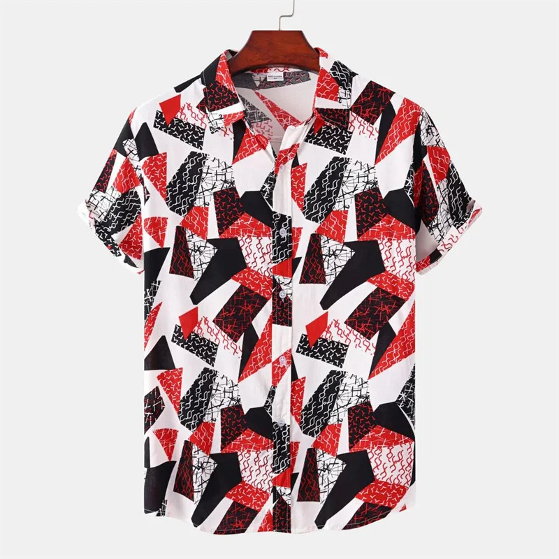 

Summer Vacation Casual Hawaiian Shirt Men Irregular Patterns Short Sleeves 3d Printed Tops Breathable Loose Street Beach Shirts