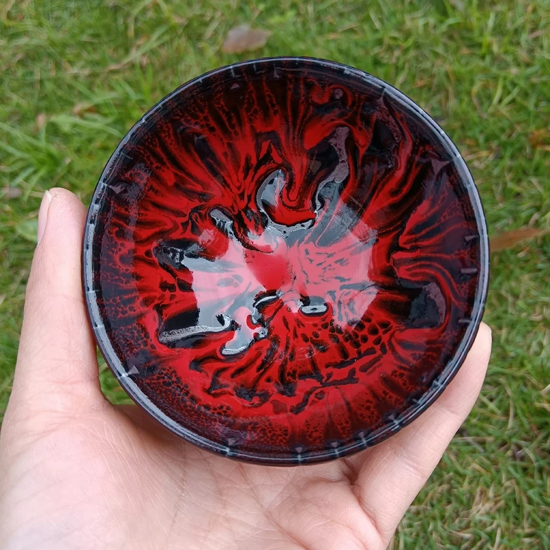 

Jian zhan Tenmoku Tea Cup Mythical Beast 4 Colors Kiln Fired Tea Bowl Ceramic Natural Clay Glaze Special Gifts
