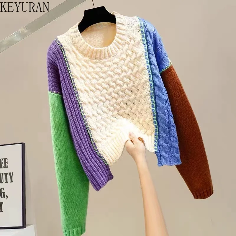 Fashion Contrast Color Patchwork Thickened Sweater Women O-Neck Long Sleeve Casual Loose Pullover Sweaters Knitwear Tops Jumpers
Fashion Contrast Color Patchwork Thickened Sweater Women O-Neck Long Sleeve Casual Loose Pullover Sweaters Knitwear Tops Jumpers