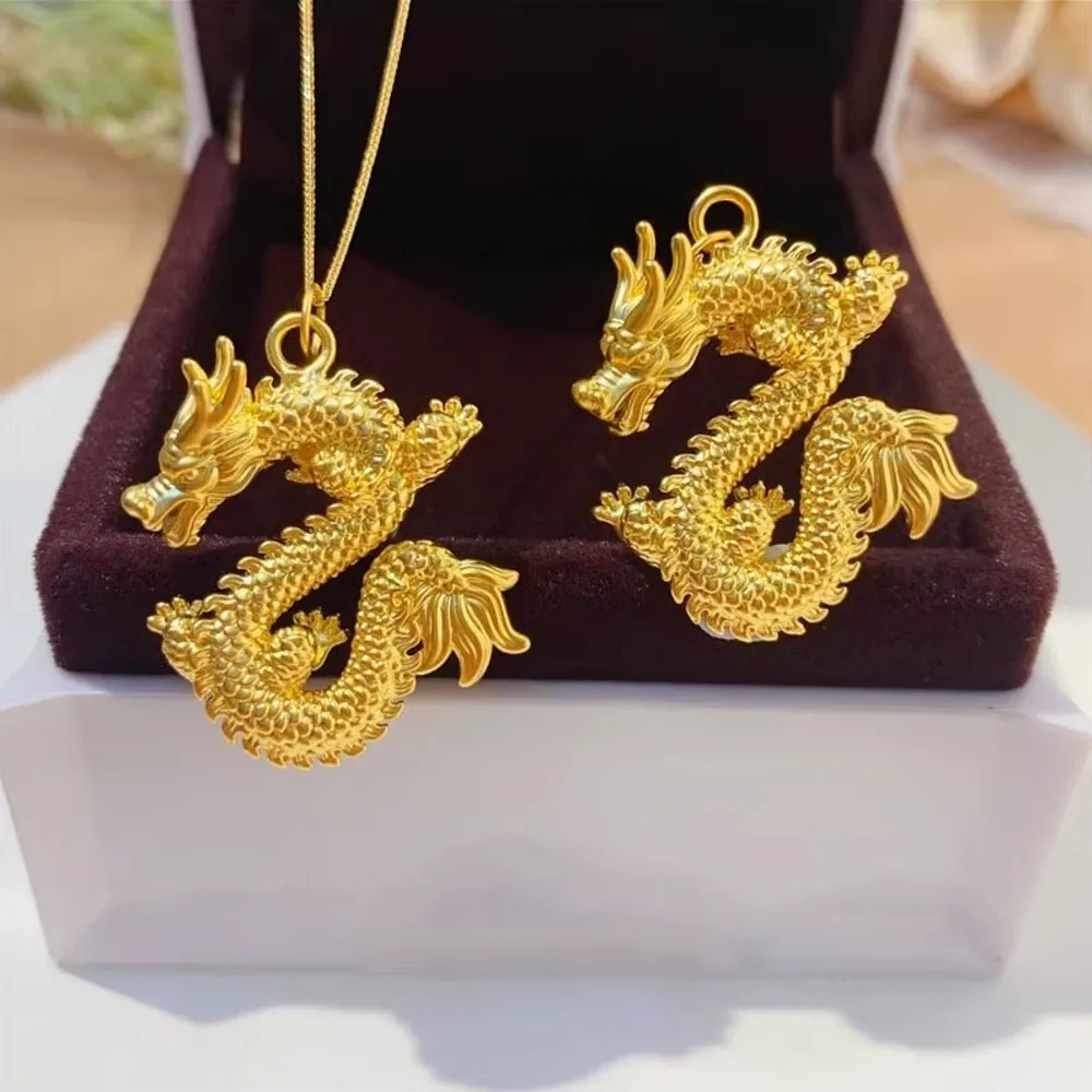 

1PCS Real Pure 999 24K Yellow Gold Men Women Gift Lucky Carved Dragon Pendant 2g