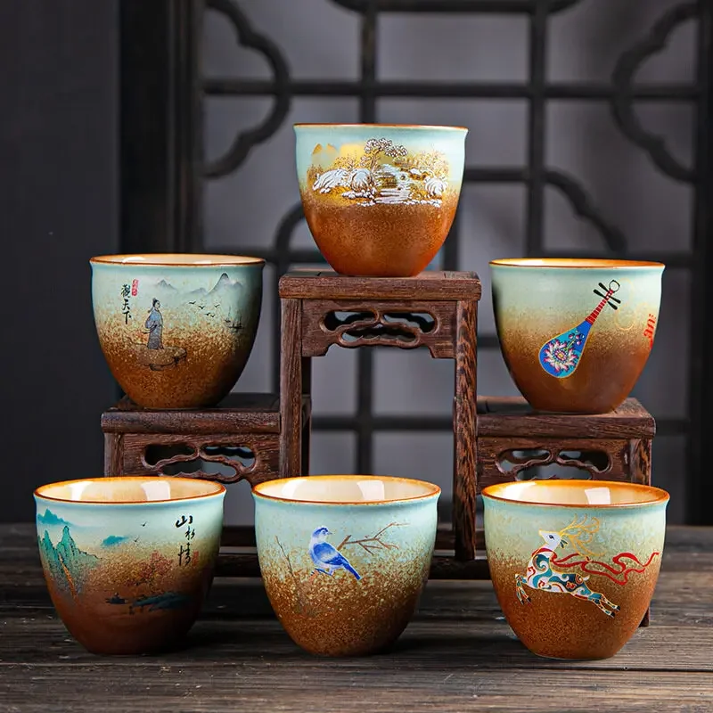 

1 шт. Традиционная Керамическая чайная чашка ручной работы с обжигом, дорожная чайная чаша, чайная чашка Pu'er Master, аксессуары для китайского чайного набора