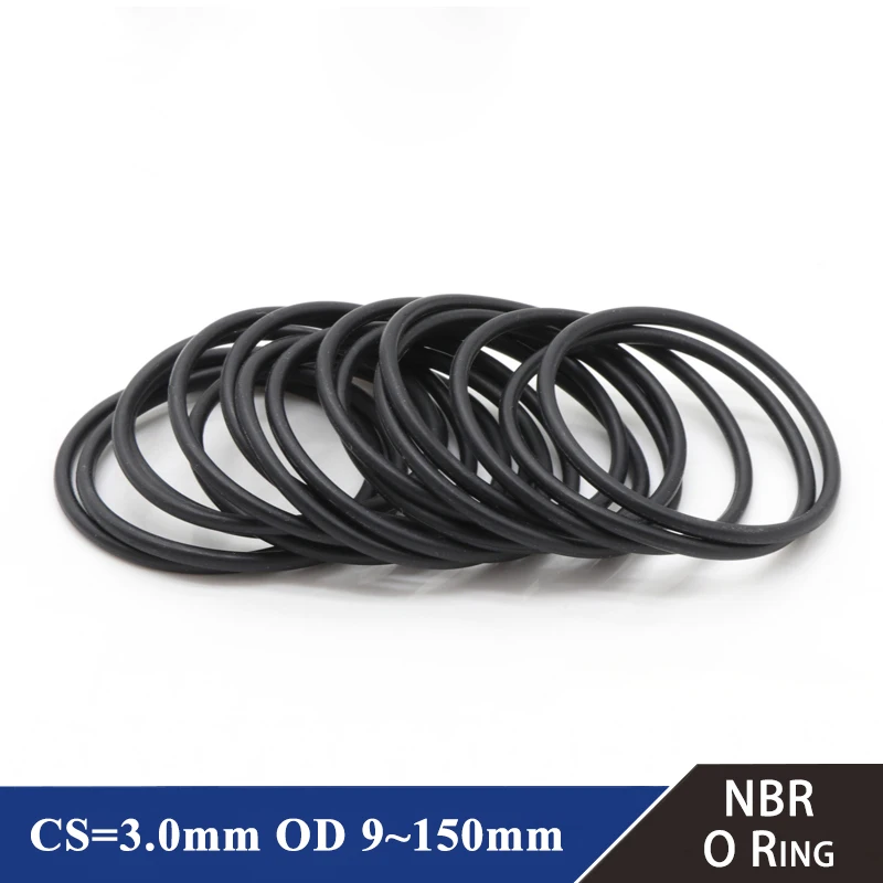 

10/50Pcs NBR O Ring Gasket Thickness CS 3mm OD 9~150mm Nitrile Rubber Round O Type Corrosion Oil Resist Sealing Washer Black