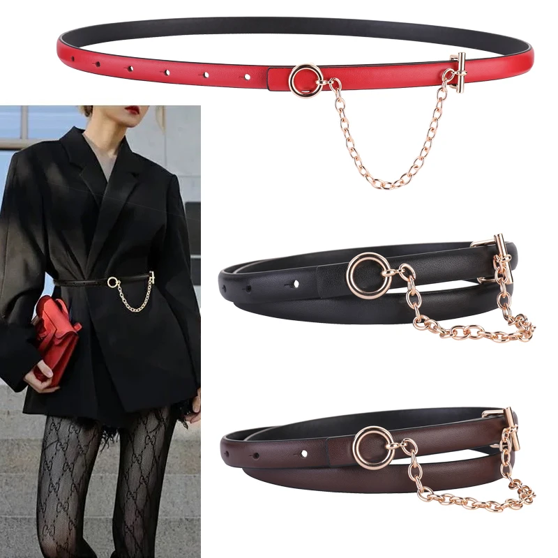 Thin Luxury Belt For Women Elegant Gold Waist Chain Genuine Leather Ladies Girdle Matching Female Dress Jeans Designer Waistband
Thin Luxury Belt For Women Elegant Gold Waist Chain Genuine Leather Ladies Girdle Matching Female Dress Jeans Designer Waistband
