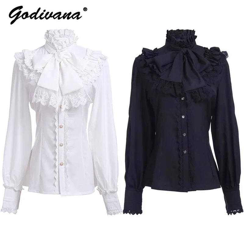 2024 Spring and Autumn New Women's Vintage Bow Long Sleeve Slim Shirt Tops Stand Collar Pleated Lace Blouse Ladies Blusas
2024 Spring and Autumn New Women's Vintage Bow Long Sleeve Slim Shirt Tops Stand Collar Pleated Lace Blouse Ladies Blusas