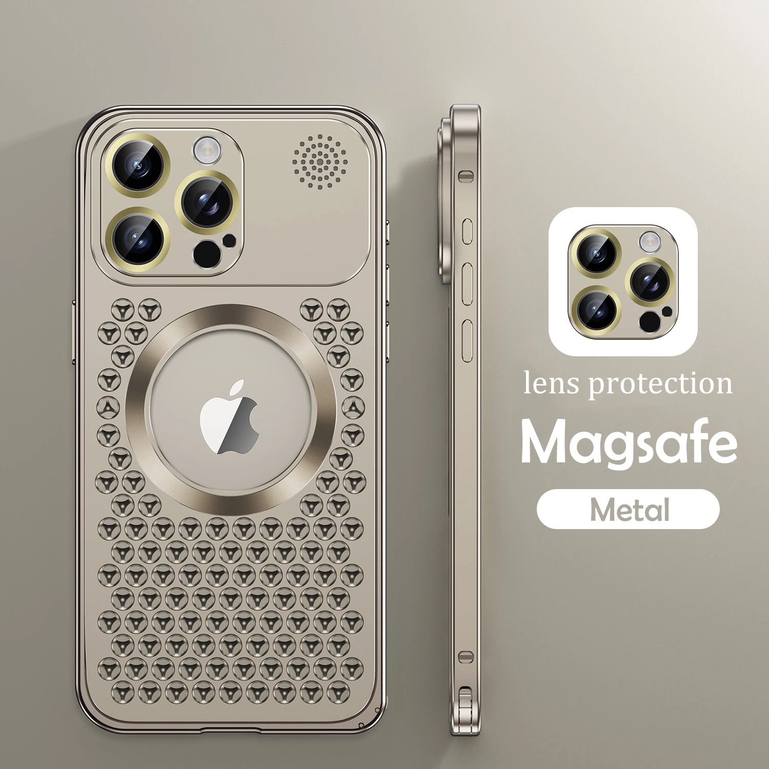 

Металлический магнитный чехол Magsafe для телефона с рассеиванием тепла для iPhone 15 13 12 14 Pro Max 14Plus, пленка с линзами для ароматерапии, съемный чехол