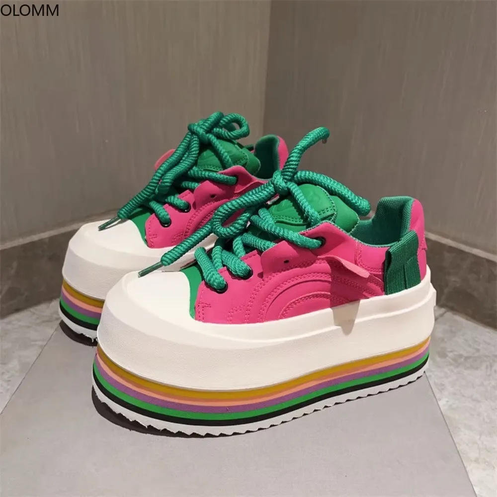 Sneakers Platform Rainbow Colors Heel Womens Round Toe High lace Up Casual Sports Shoes Girls New 2023
Sneakers Platform Rainbow Colors Heel Womens Round Toe High lace Up Casual Sports Shoes Girls New 2023