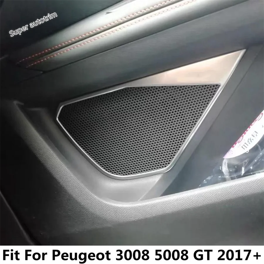 

Car Door Speaker Audio Horn Sound Frame Cover Trim Stainless Steel Accessories Interior Fit For Peugeot 3008 5008 GT 2017 - 2023