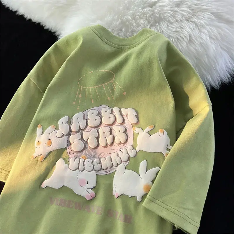 Pure Cotton Summer Fun Rabbit Short Sleeved T-shirt for Women Ins American Hiphop Loose Casual Couple Top Round Neck Clothes
Pure Cotton Summer Fun Rabbit Short Sleeved T-shirt for Women Ins American Hiphop Loose Casual Couple Top Round Neck Clothes