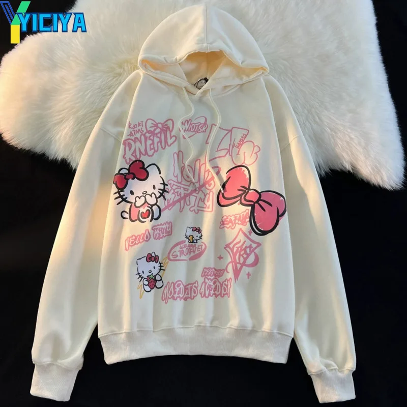 

YICIYA Hoodie KT cat Y2k Sweatshirt Hoodies Printing Harajuk Cartoon Women Clothes Pullovers Casual Tops Shirt Female Clothing