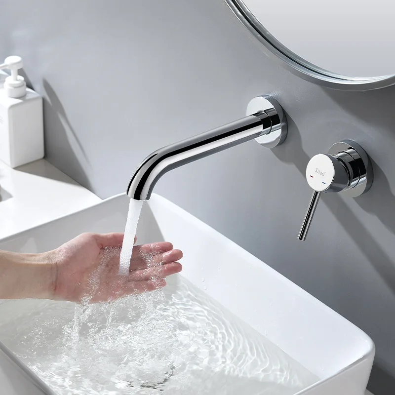 Top Quality Brass Bathroom sink faucet Wall Mounted Bathroom sink faucet One Handle Cold hot water Basin Tap Modern Design
Top Quality Brass Bathroom sink faucet Wall Mounted Bathroom sink faucet One Handle Cold hot water Basin Tap Modern Design