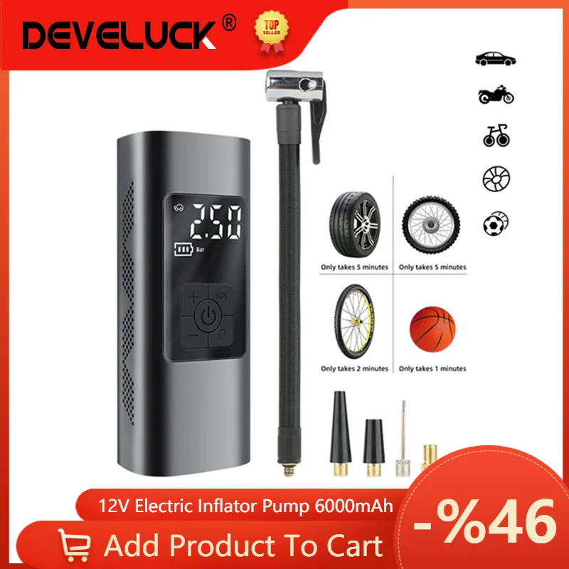 Car Tire Inflator Air Pump Compressor 6000mAh Bicycle LED Lights Wireless Auto Electric Pumping For Motorcycle Balloon Universal
Car Tire Inflator Air Pump Compressor 6000mAh Bicycle LED Lights Wireless Auto Electric Pumping For Motorcycle Balloon Universal