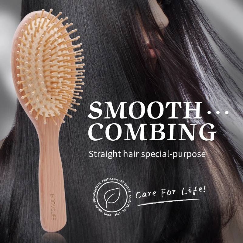 

Custom Name Wood Hair Brush Women Head Massage Detangling Hairbrush Wide Tooth Combs for Hair Loss Improve Scalp Airbag Brush