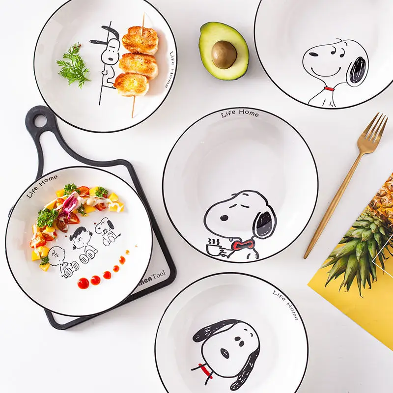 Мультяшная керамическая тарелка Snoopy, бытовая детская модель, милая детская тарелка для салата, сковорода для выпечки, кухонные принадлежности
Мультяшная керамическая тарелка Snoopy, бытовая детская модель, милая детская тарелка для салата, сковорода для выпечки, кухонные принадлежности