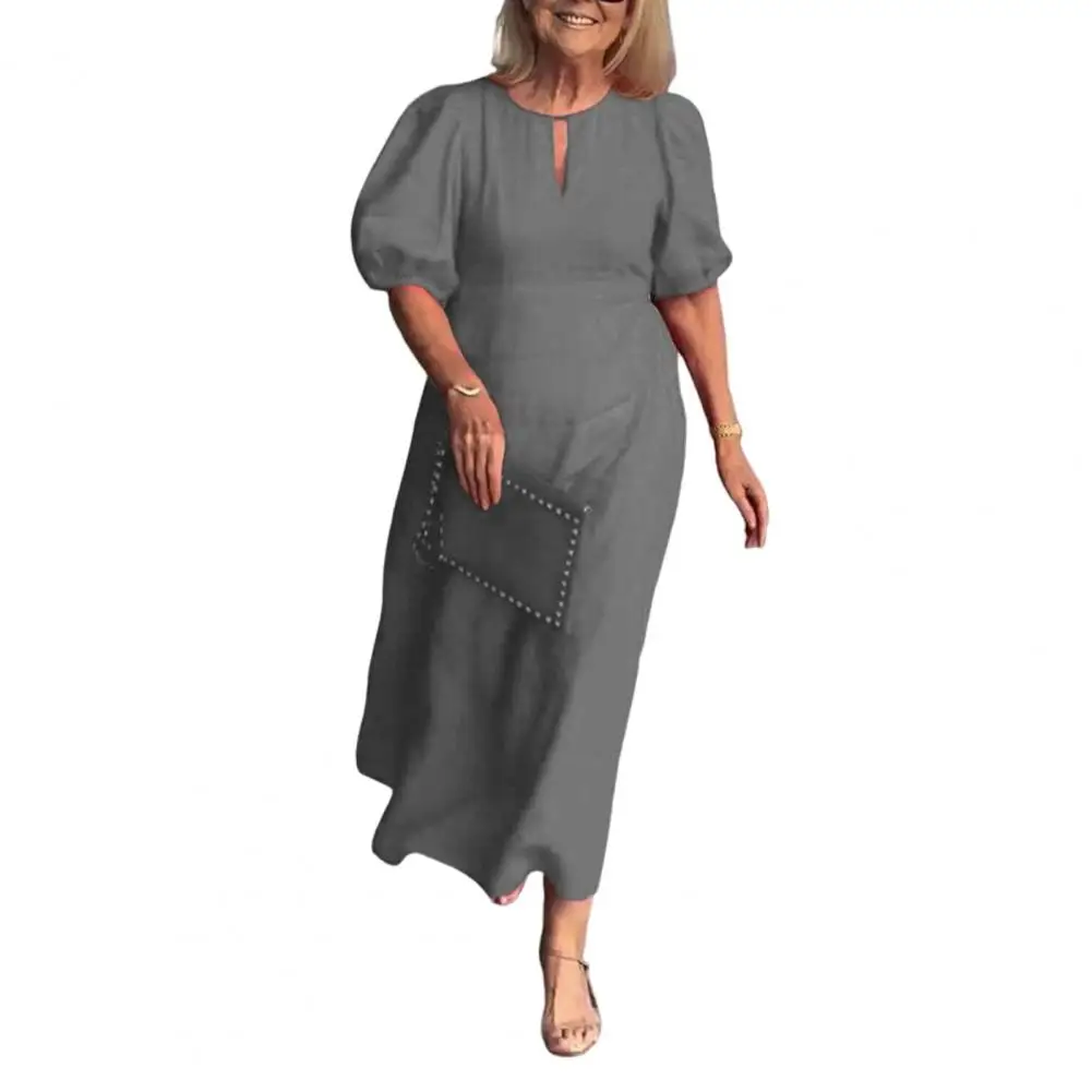 A-line Dress Elegant Bubble Sleeve Maxi Dress for Women Solid Color Loose A-line Wear Commute Dress with Hollow Out Detail Round 
A-line Dress Elegant Bubble Sleeve Maxi Dress for Women Solid Color Loose A-line Wear Commute Dress with Hollow Out Detail Round