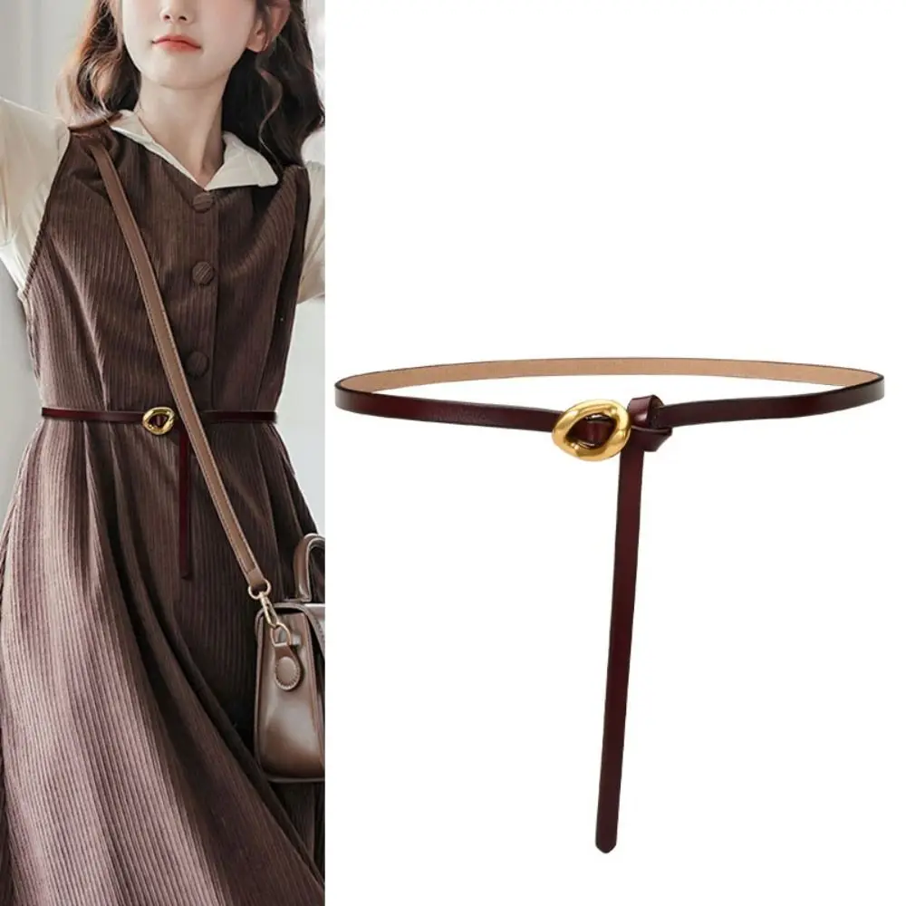 Cowskin Knotted Strap Belt Ins Soft Brown Waist Strap Alloy Gold Buckle Belt Women
Cowskin Knotted Strap Belt Ins Soft Brown Waist Strap Alloy Gold Buckle Belt Women