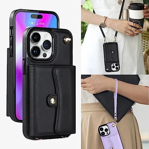 Чехол для iPhone 15 Pro Max 2023, чехол через плечо со слотами для карт, съемный регулируемый ремешок, Премиум кожаный защитный чехол
Чехол для iPhone 15 Pro Max 2023, чехол через плечо со слотами для карт, съемный регулируемый ремешок, Премиум кожаный защитный чехол