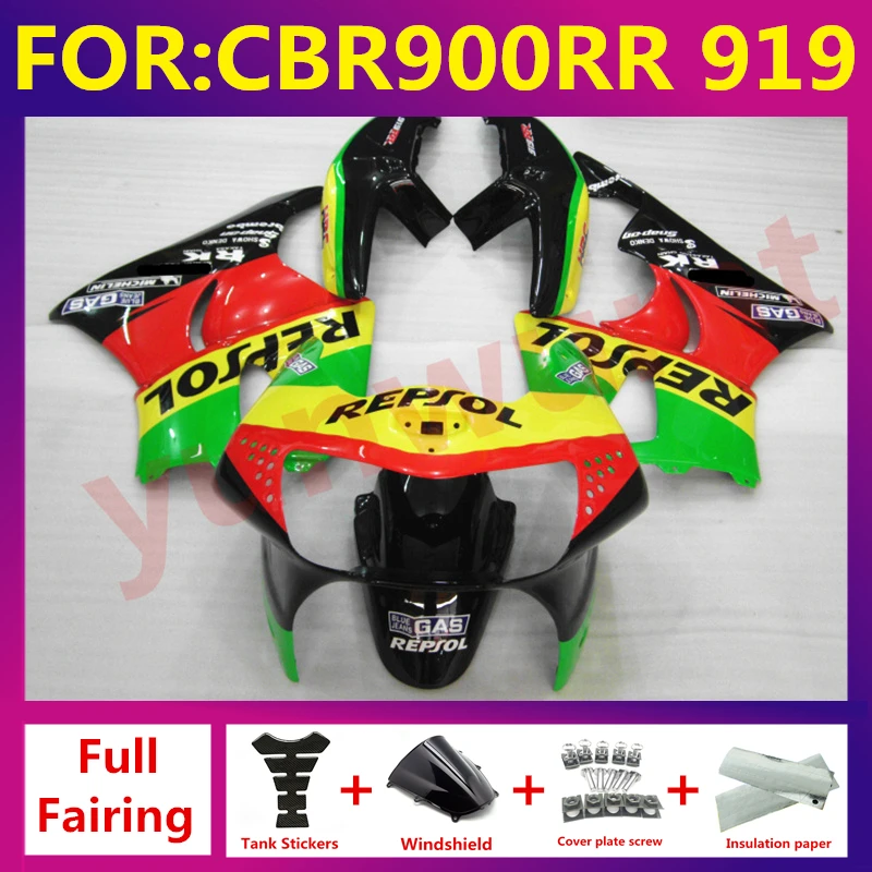 for CBR900RR 919 1998 1999 98 99 full bodywork fairings kits CBR919 98 99 Fairing Kit fit Motorcycle Accesssories set repsol
for CBR900RR 919 1998 1999 98 99 full bodywork fairings kits CBR919 98 99 Fairing Kit fit Motorcycle Accesssories set repsol