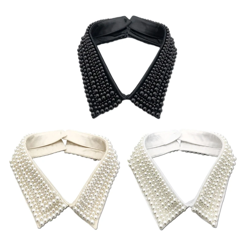 

Fashion Shirt Detachable Collar False Collar All-match Pearls Embellished Collar Clothes Accessories for Anniversary