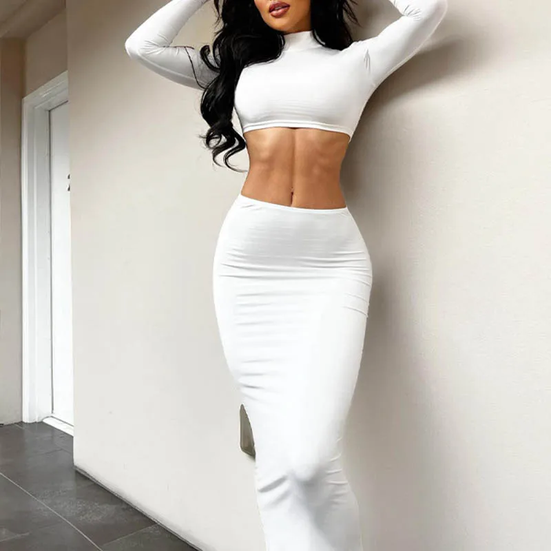 Bodycon Outfits Sexy Office Lady Autumn Two Pieces Sets Long Sleeve Crop Top Long Skirt Suits Elegant Women Party Outwear H301
Bodycon Outfits Sexy Office Lady Autumn Two Pieces Sets Long Sleeve Crop Top Long Skirt Suits Elegant Women Party Outwear H301