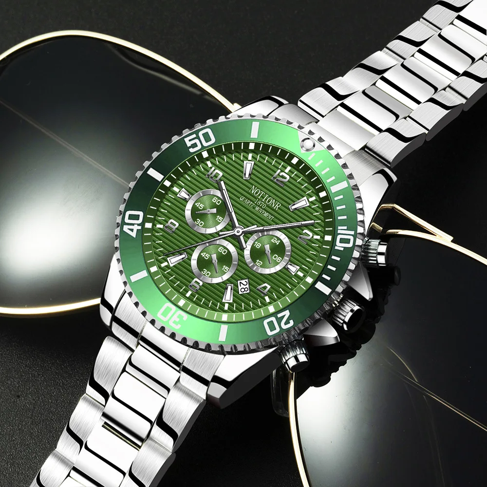 

Steel Watch Green Water Ghost Men's Waterproof Watch Fashion Stainless Steel Date Watch Luminous Sports Watch 2023 NOTIONR